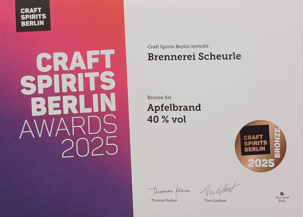 Craft Spirits Berlin Awards 2025 – Bronze für Apfelbrand, 40&nbsp;% vol